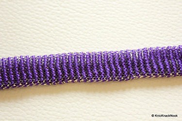 Violet And Silver Thread Hollow Lace Trim, 14mm wide